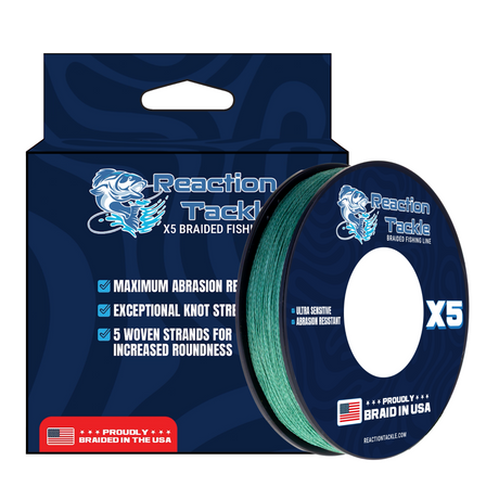 Reaction Tackle BRAIDED IN THE USA Fishing Line- 5X- NEW - Reaction Tackle