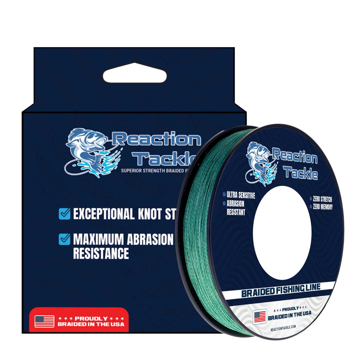 Reaction Tackle BRAIDED IN THE USA Fishing Line- 4X- NEW - Reaction Tackle