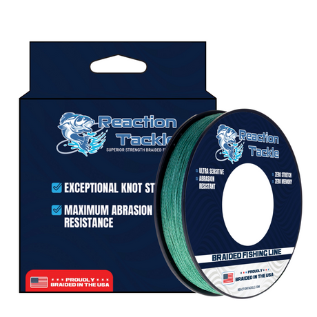 Reaction Tackle BRAIDED IN THE USA Fishing Line- 4X- NEW - Reaction Tackle
