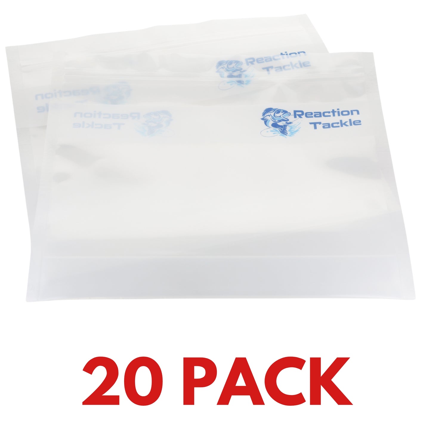 Reaction Tackle Clear Bait Bags – Soft Plastics and more- Organizer Bags with Label Area – Resealable -10 Pack or 20 Pack