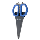 Reaction Tackle 6.5 inch fishing scissors - serrated stainless steel blades close-up
