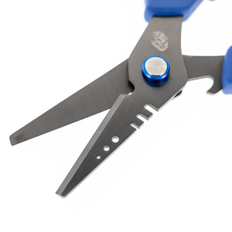 Reaction Tackle 6.5 inch fishing scissors - lanyard hole and carabiner attachment point
