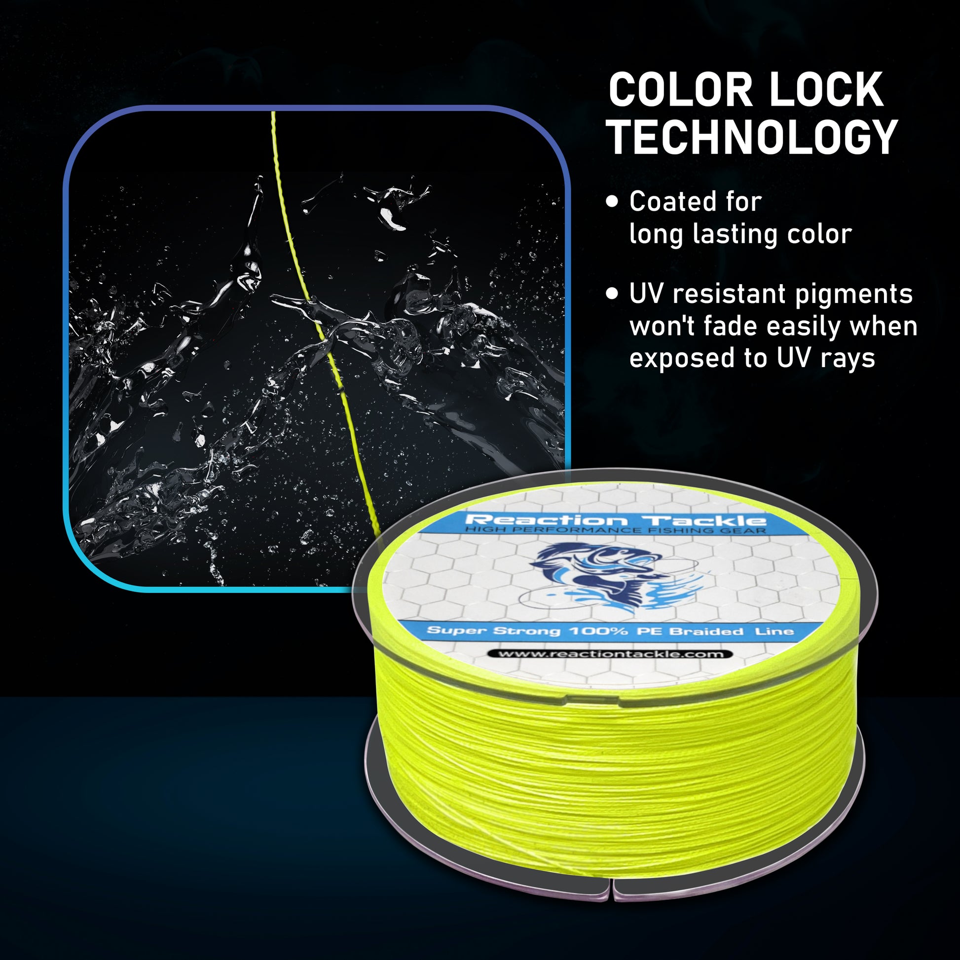Reaction Tackle Braided Fishing Line Green Camouflage 4 and 8 Strand Braid