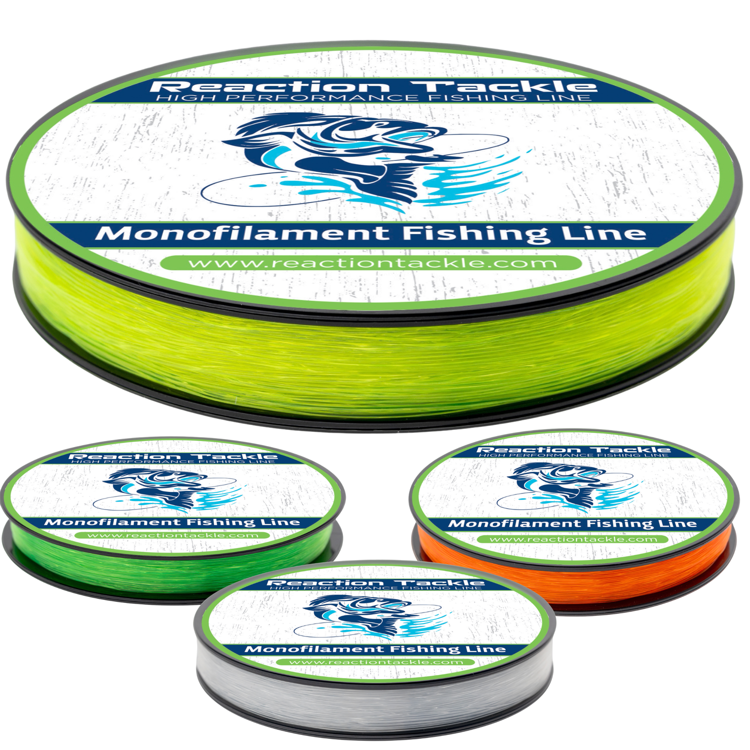 Reaction Tackle Nylon Monofilament Fishing Line 350 yard Spools Hi Vis Orange / 15LB