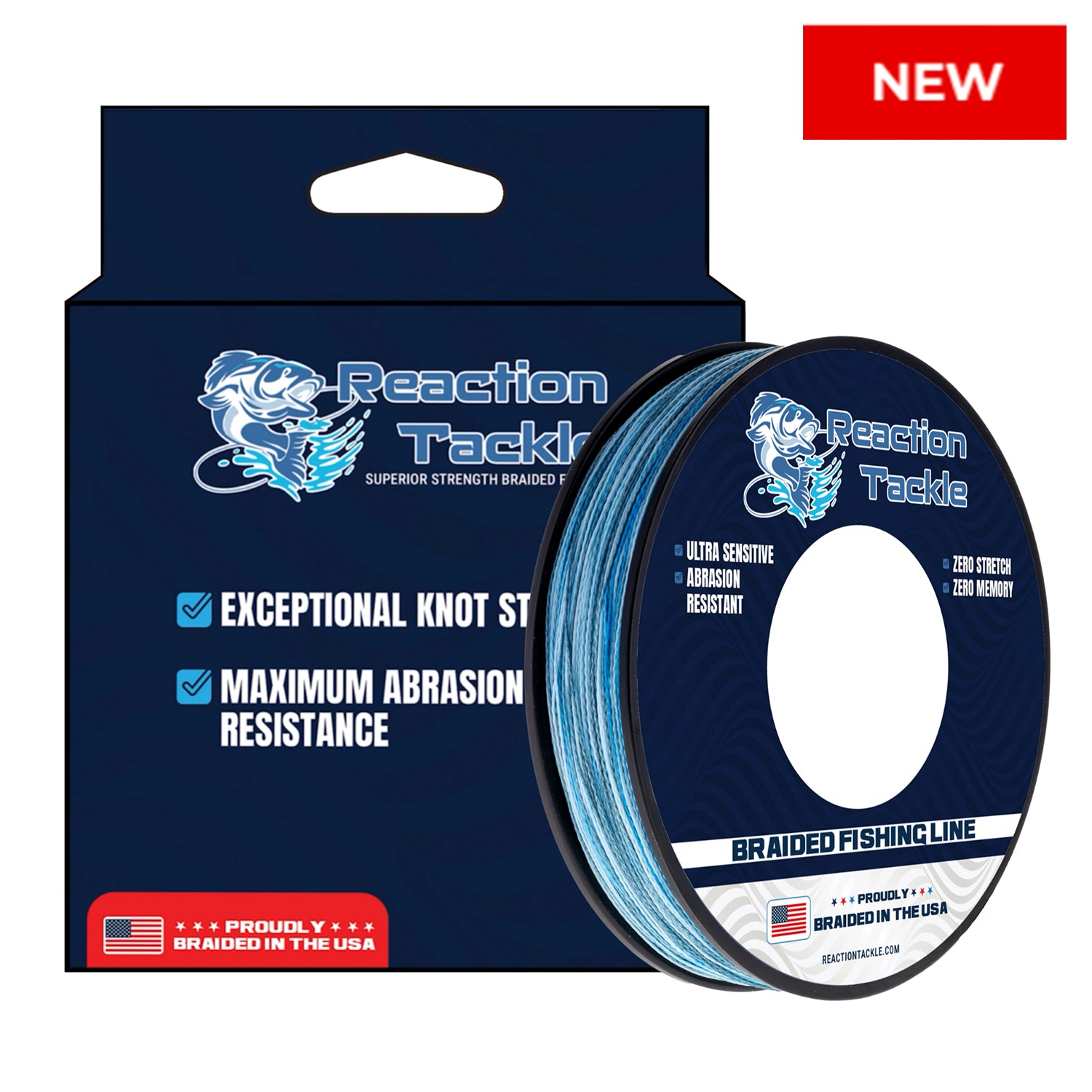 Reaction Tackle BRAIDED IN THE USA Fishing Line- 4X- NEW - Reaction Tackle