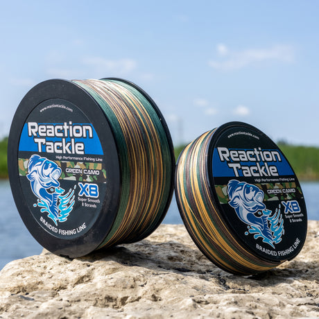 Reaction Tackle X8 Braided Fishing Line - Green Camo 8 Strand