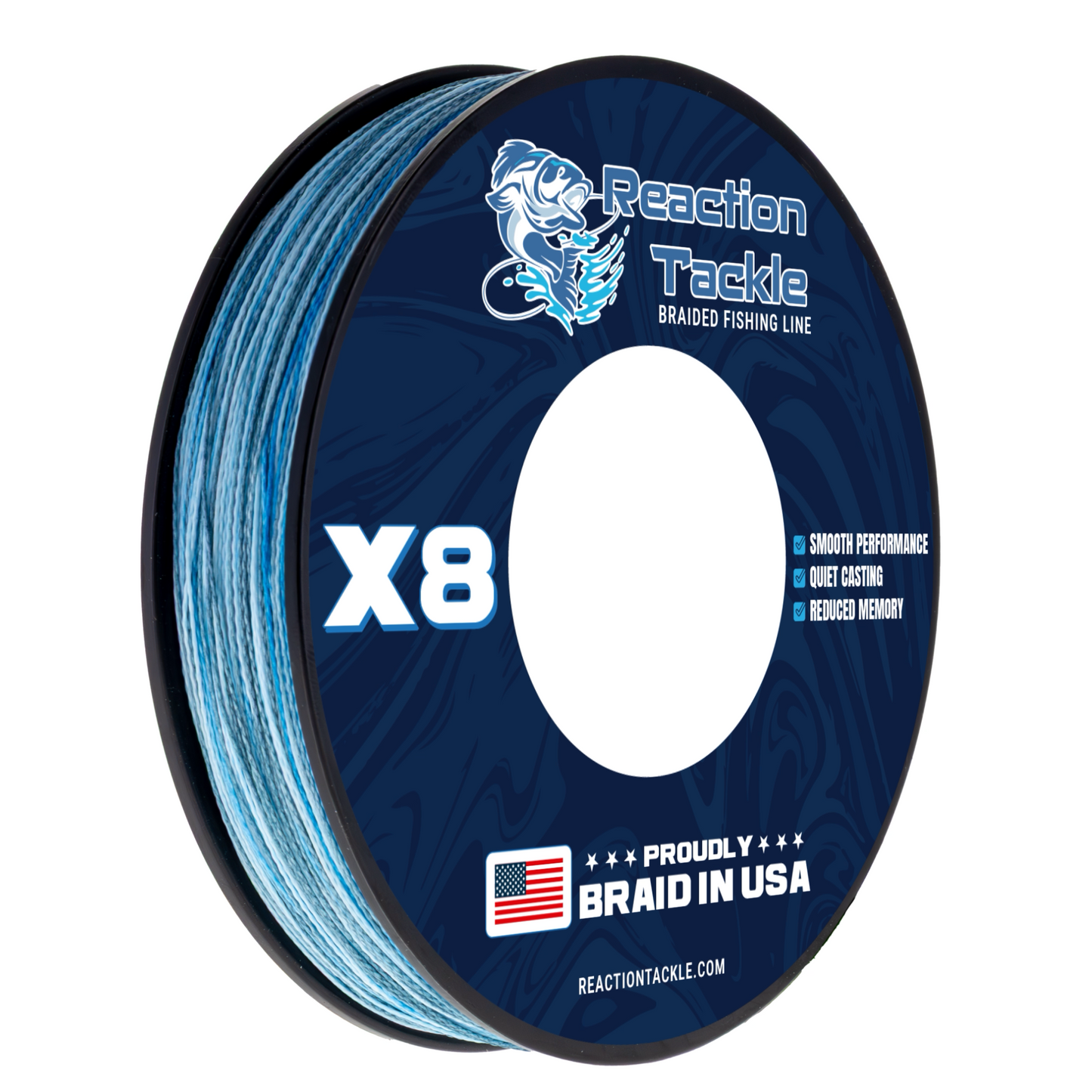 Reaction Tackle BRAIDED IN THE USA Fishing Line- 8X- NEW - Reaction Tackle