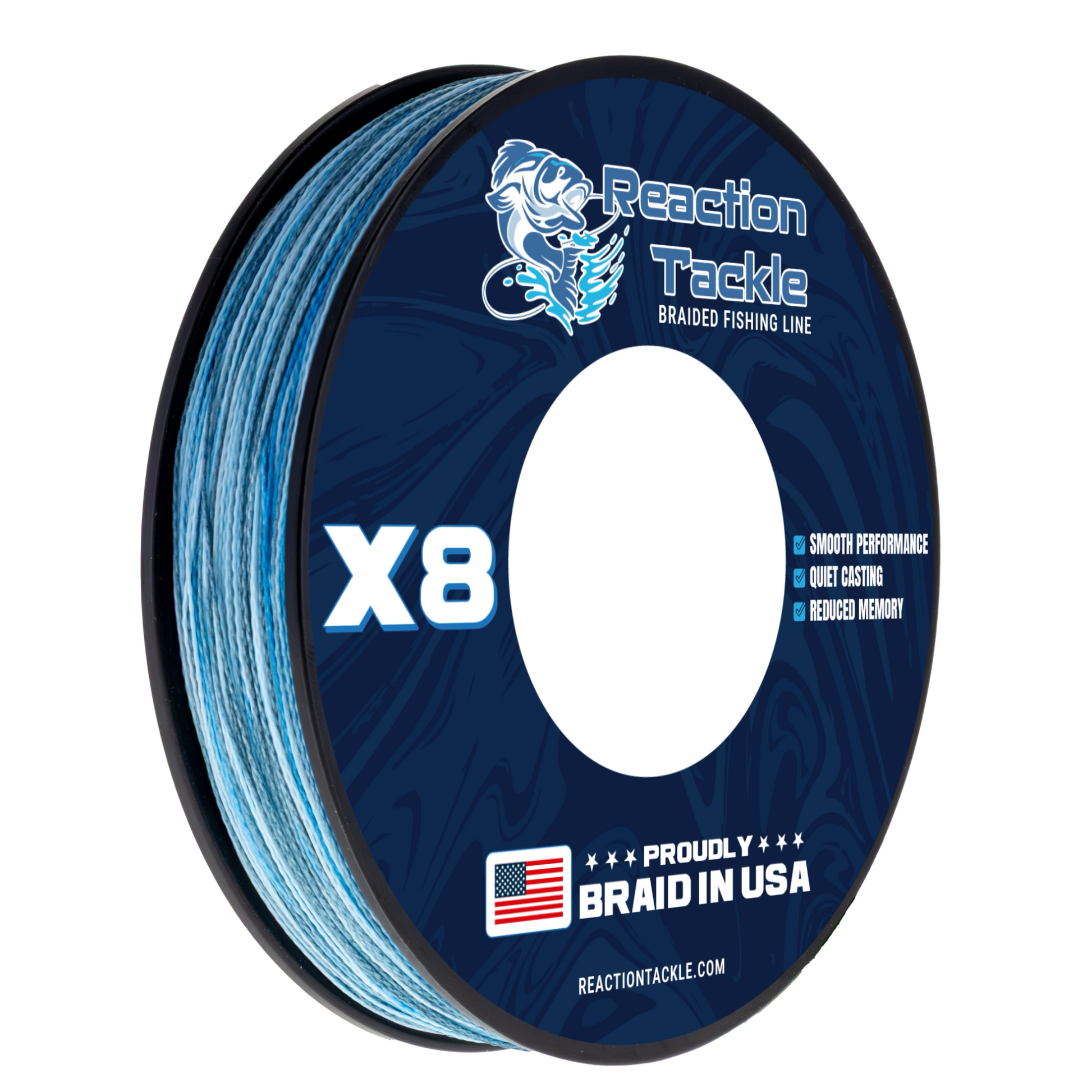 Reaction Tackle BRAIDED IN THE USA Fishing Line- 8X- NEW - Reaction Tackle