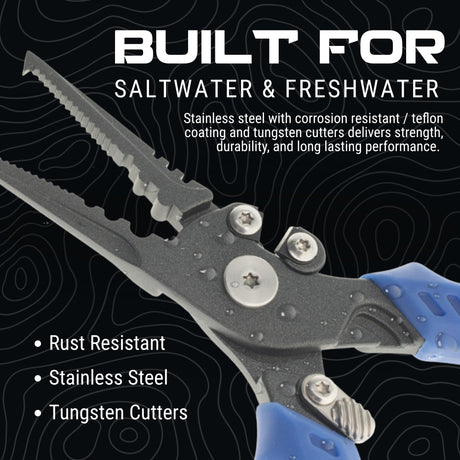 Reaction Tackle 7” & 9” Stainless Steel Fishing Pliers – Split End or Straight Nose with Braid Cutter