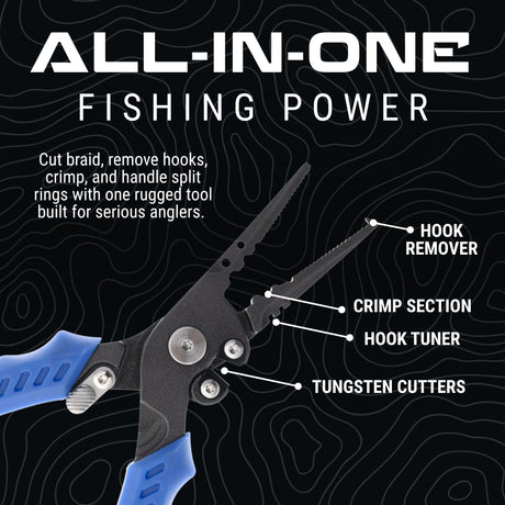 Reaction Tackle 7” & 9” Stainless Steel Fishing Pliers – Split End or Straight Nose with Braid Cutter