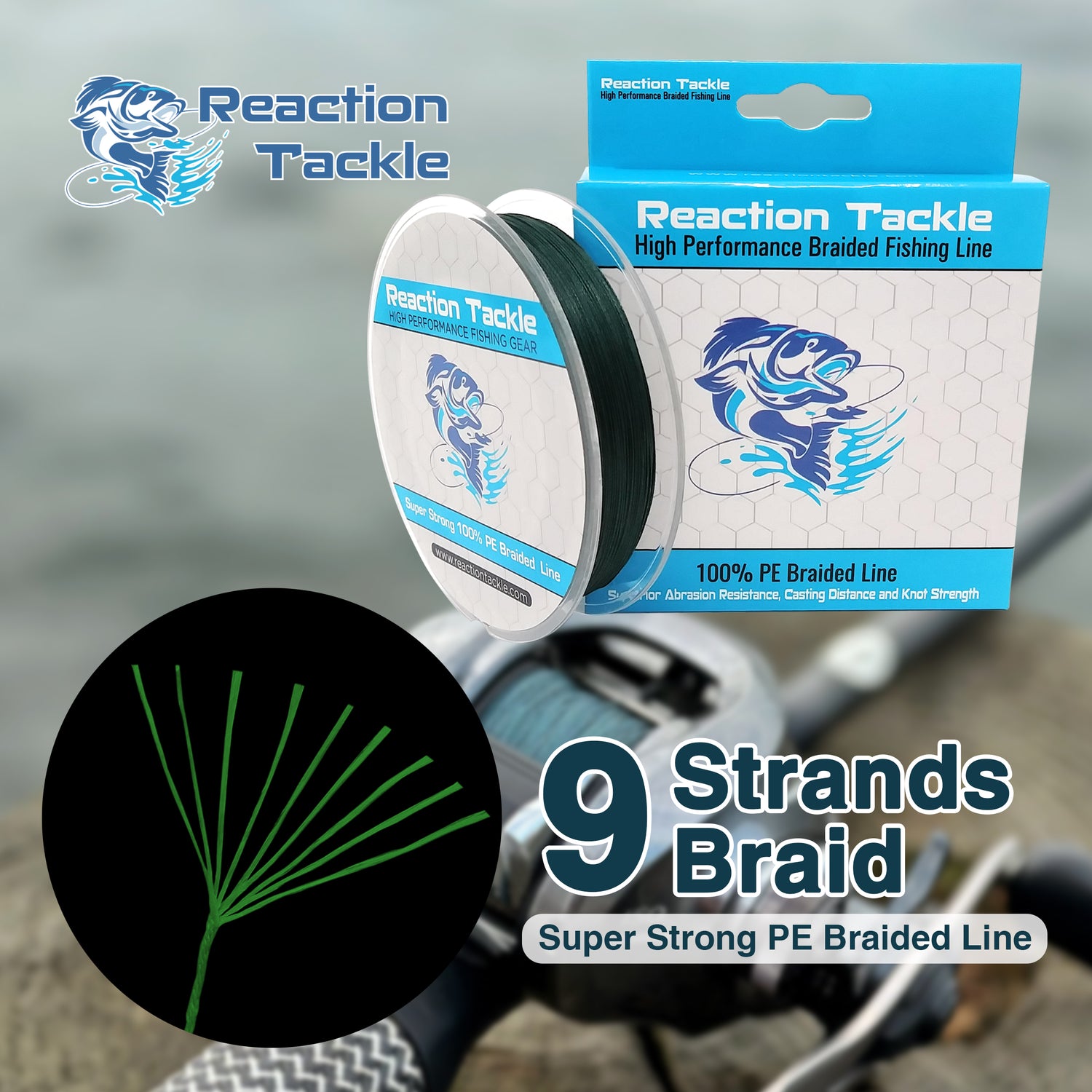 braided fishing line made in usa Reaction Tackle 9 Strand Braided Fishing Line