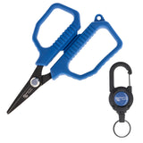 Tijeras de pesca Reaction Tackle de 4.5" con cordón retráctil y mosquetón - NUEVO