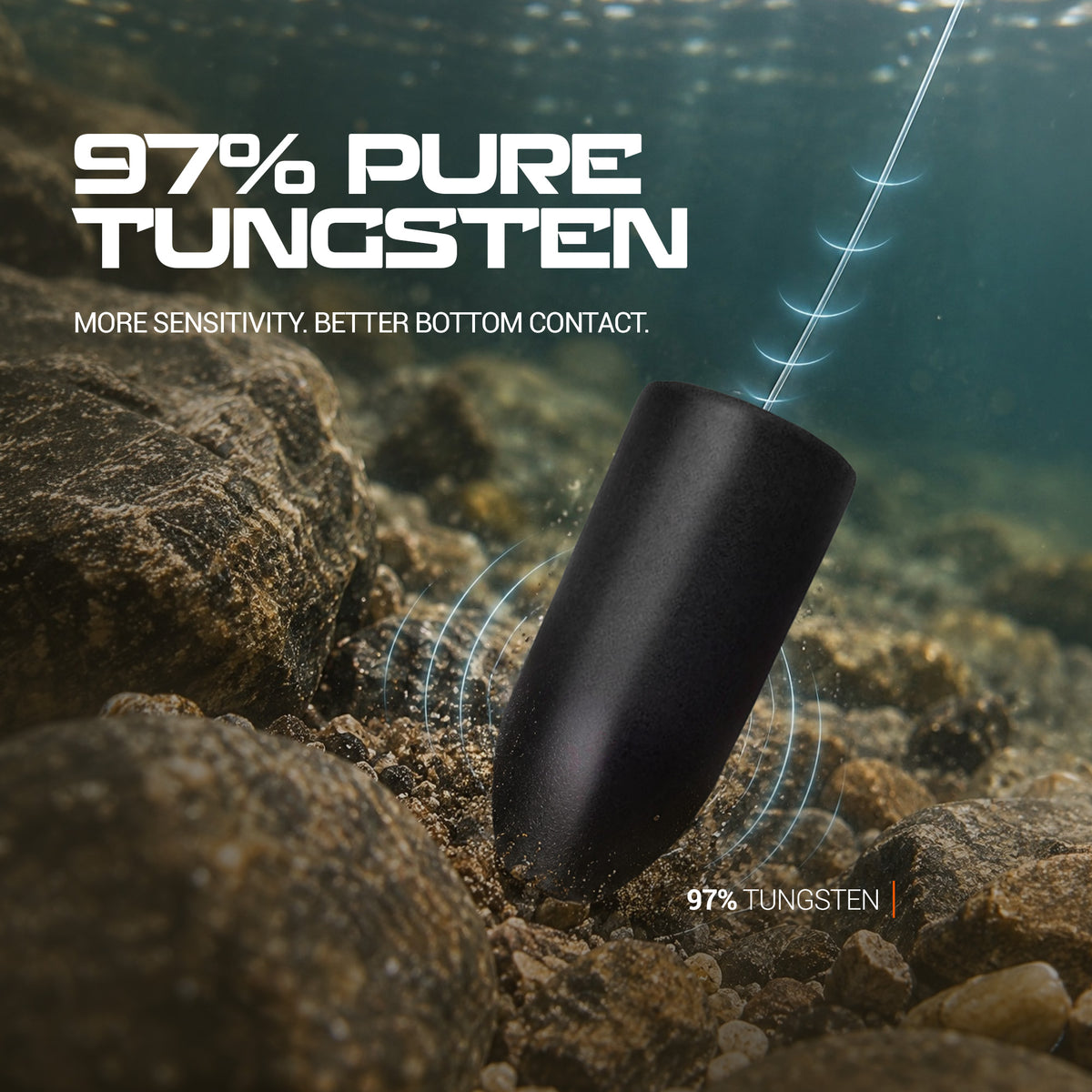 Plomos de tungsteno con forma de bala para pesca / Plomos de tungsteno en forma de bala para gusanos (Reaction Tackle)
