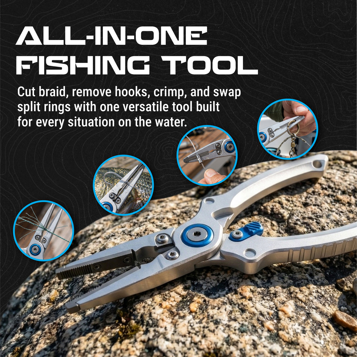 Reaction Tackle Aluminum Fishing Pliers – Split Ring or Straight Nose, Braid Cutter & Hook Remover