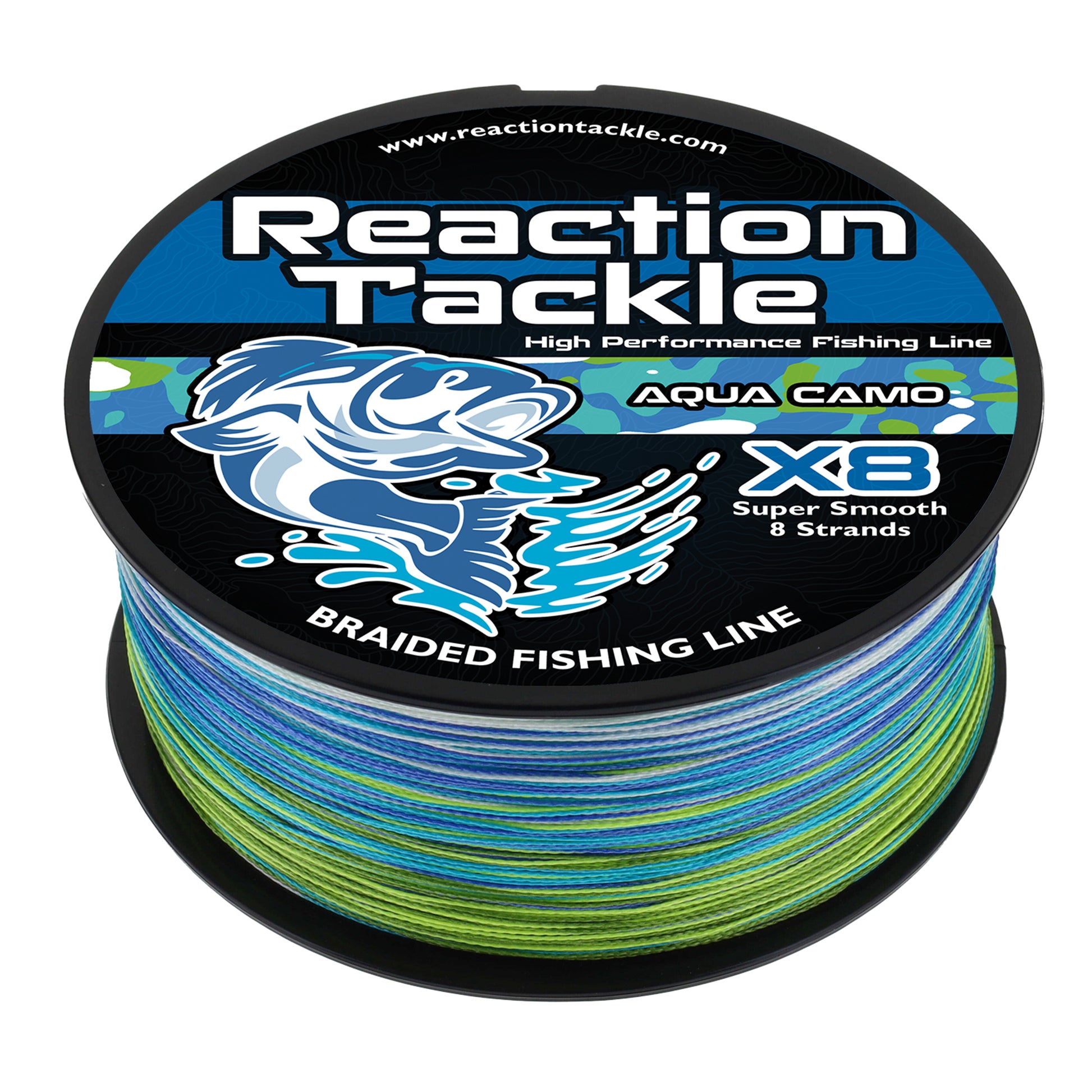 Reaction Tackle X8 Braided Fishing Line- Aqua Camo 8 Strand - Reaction Tackle