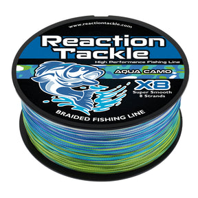 Reaction Tackle X8 Braided Fishing Line- Aqua Camo 8 Strand - Reaction Tackle
