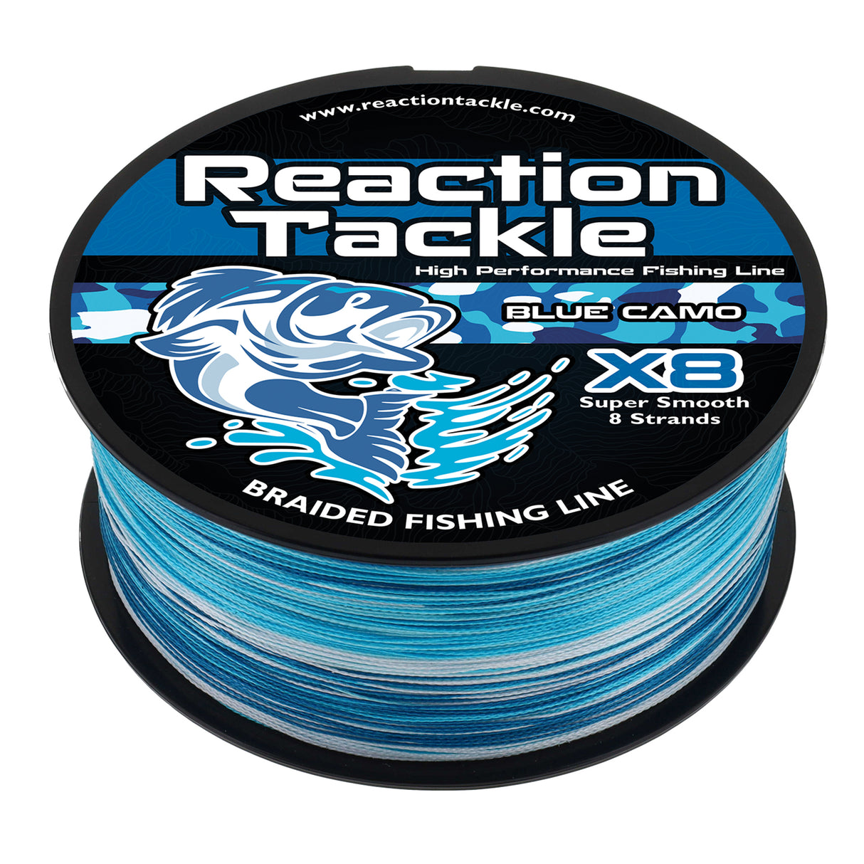 Reaction Tackle X8 Braided Fishing Line - Blue Camo 8 Strand - Reaction Tackle