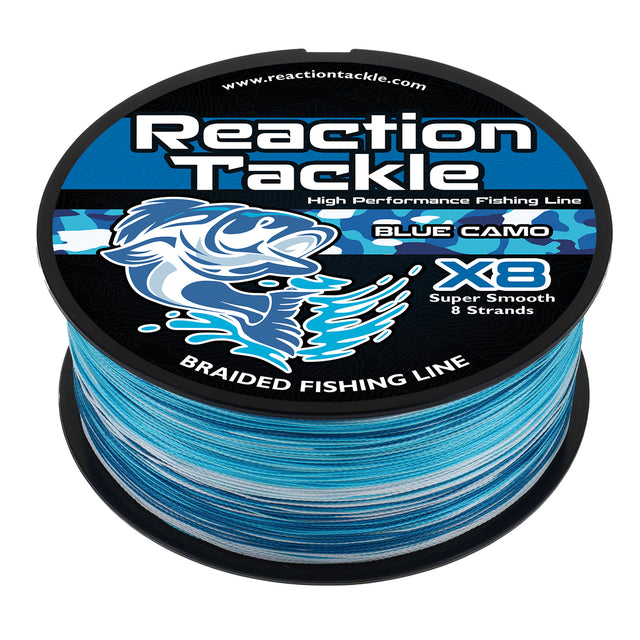 Reaction Tackle X8 Braided Fishing Line - Blue Camo 8 Strand - Reaction Tackle