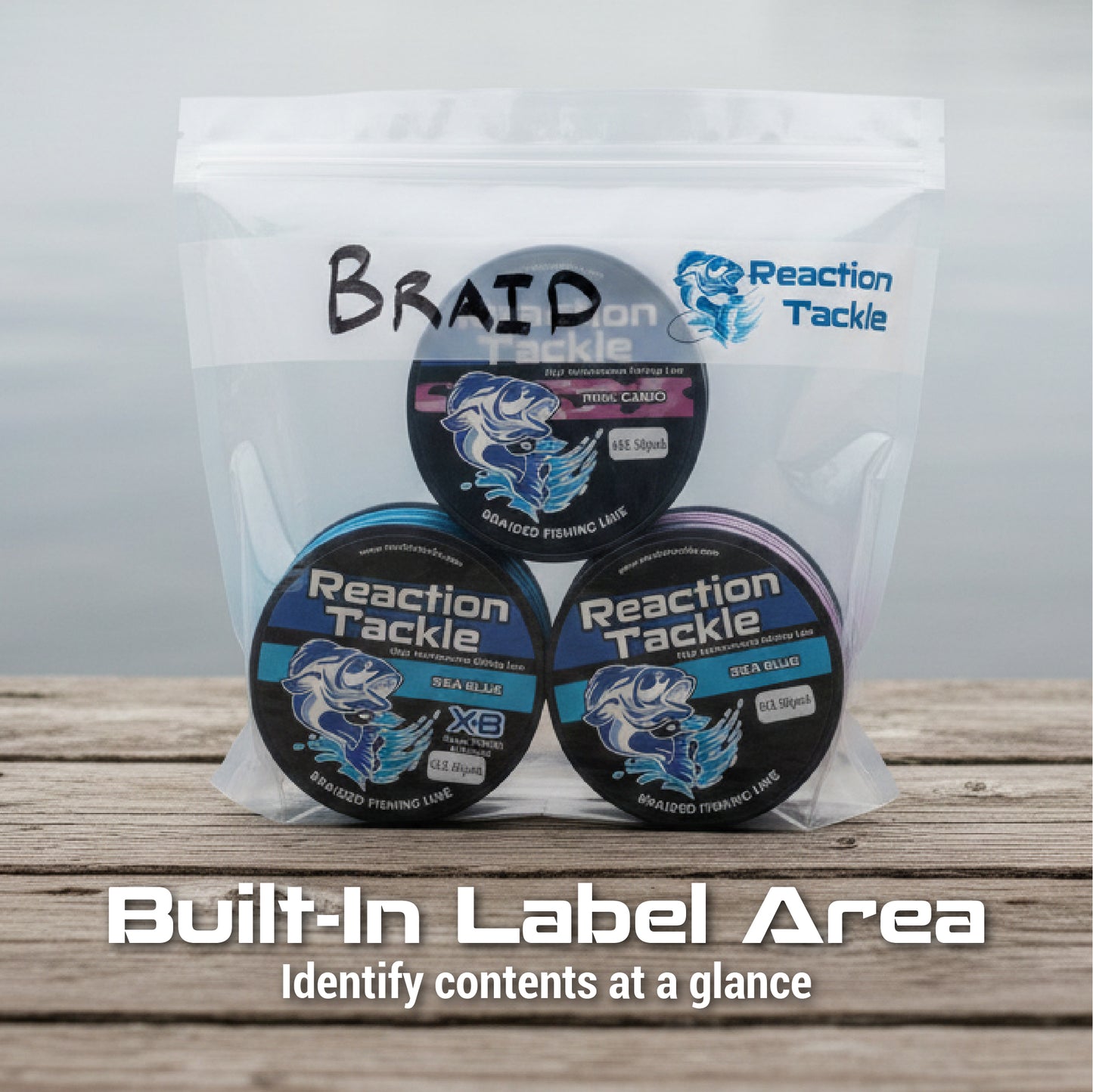 Reaction Tackle Clear Bait Bags – Soft Plastics and more- Organizer Bags with Label Area – Resealable -10 Pack or 20 Pack