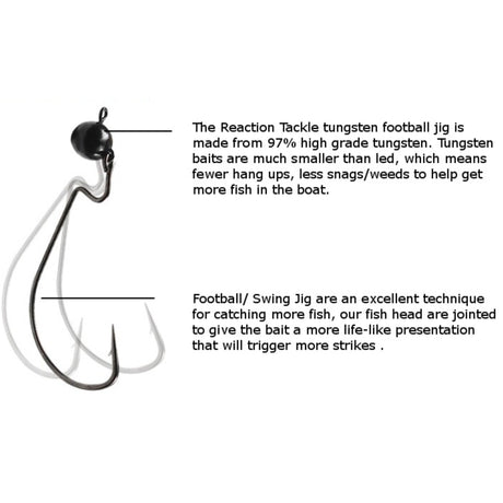 Reaction Tackle Tungsten Football/Swing Jig Heads- 3-Pack - Reaction Tackle