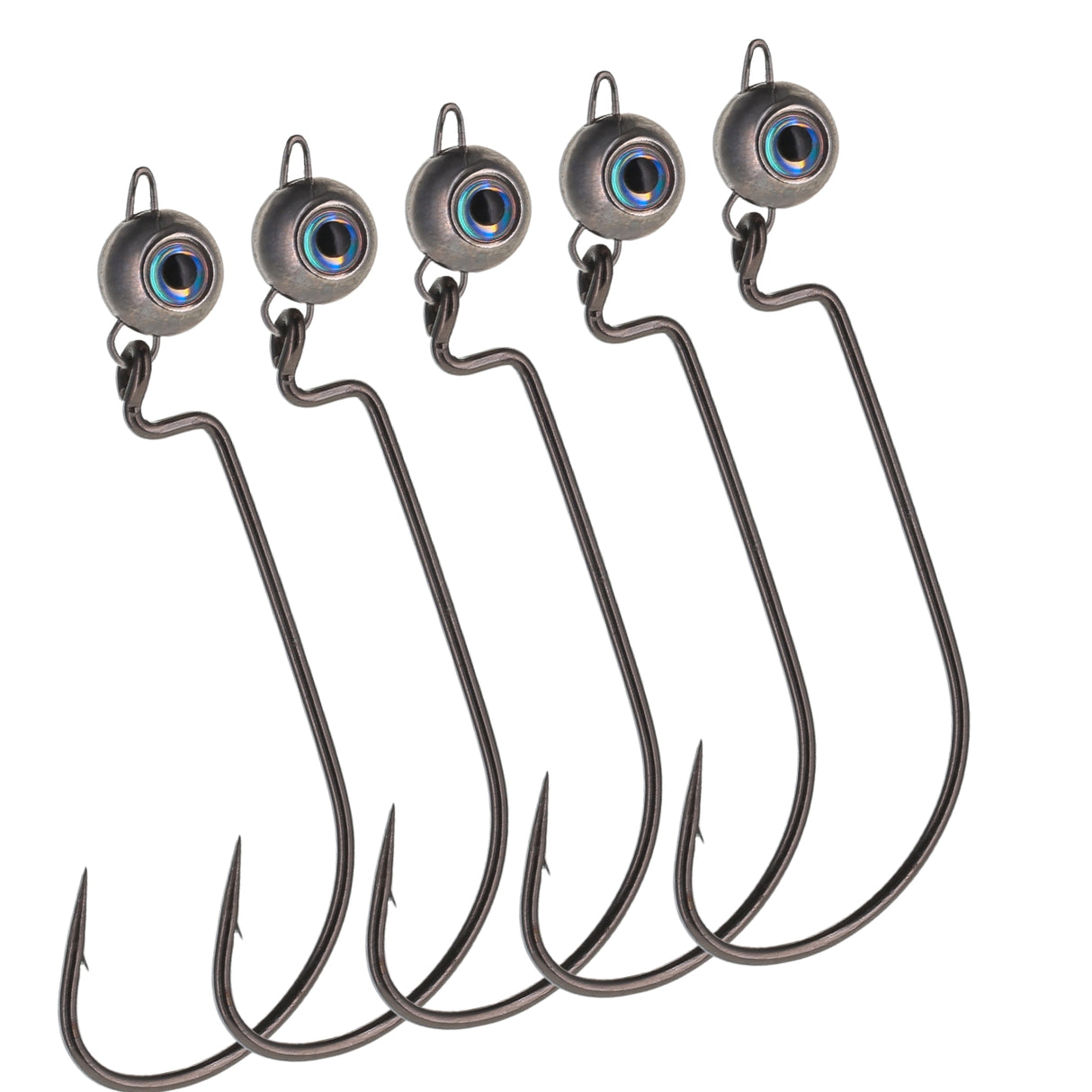 Reaction Tackle Free Swing Jig Head with Realistic Eye 5-Pack - Ideal for Ned Rig and Texas Rig - 97% Tungsten - Reaction Tackle