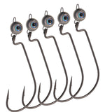 Reaction Tackle Free Swing Jig Head with Realistic Eye 5-Pack - Ideal for Ned Rig and Texas Rig - 97% Tungsten - Reaction Tackle