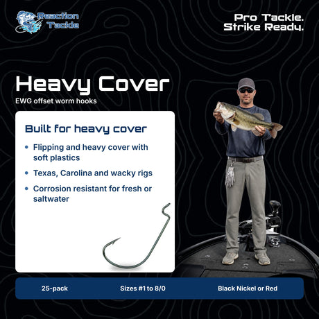 Anzuelos Reaction Tackle Offset EWG Worm Hooks (paquete de 25)