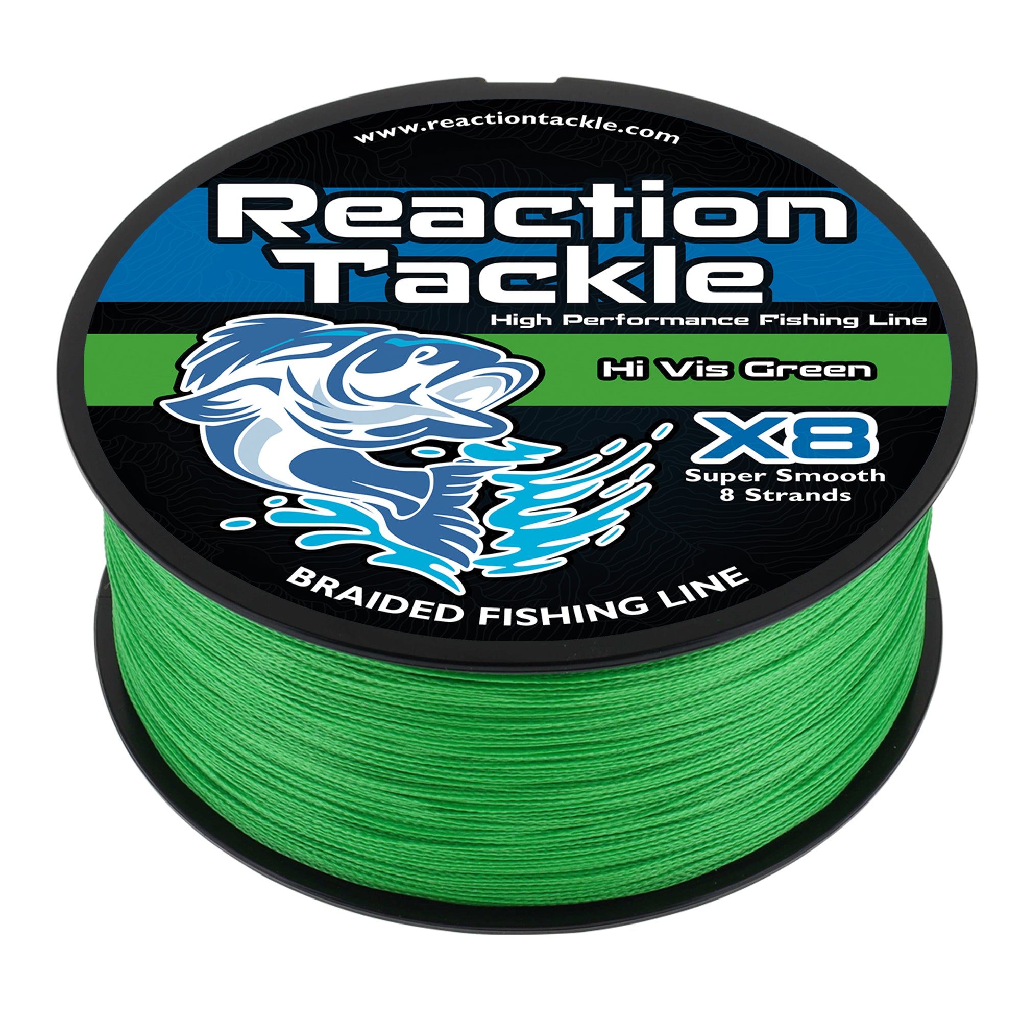 Reaction Tackle - Hi-Vis Green Braided Fishing Line X8 8-Strand