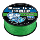 Reaction Tackle X8 Braided Fishing Line - Hi Vis Green 8 Strand - Reaction Tackle