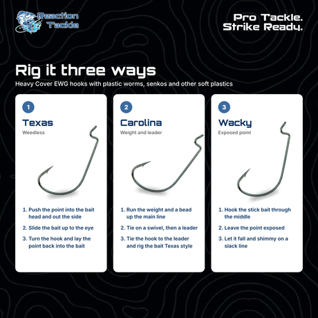 Reaction Tackle Offset EWG Worm Hooks (25-Pack)