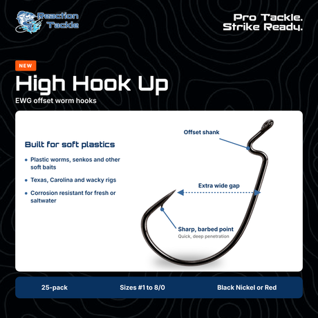 Reaction Tackle Offset EWG Worm Hooks (25-Pack)