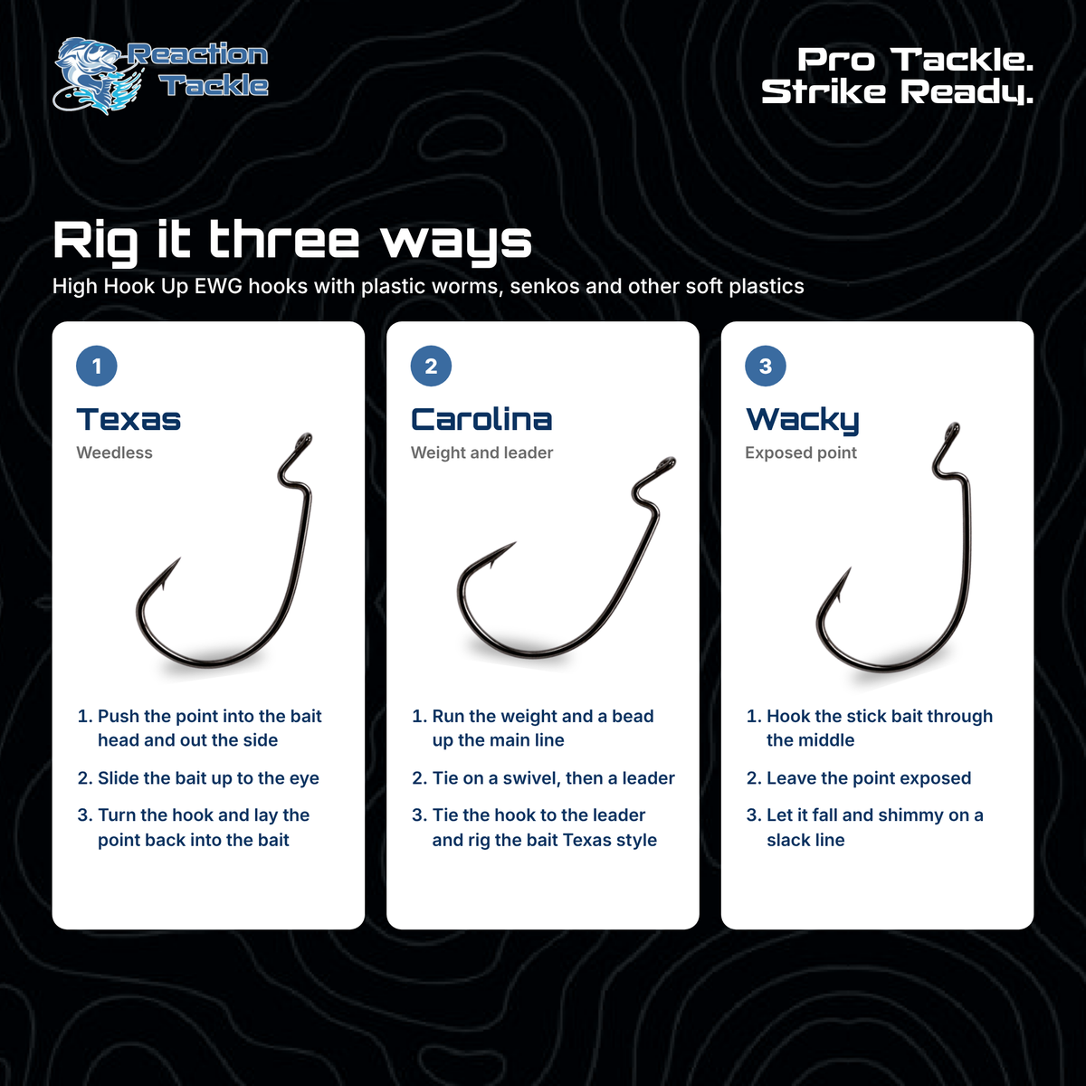 Reaction Tackle Offset EWG Worm Hooks (25-Pack)