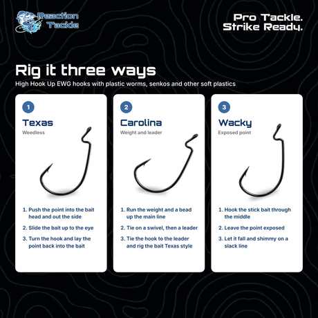 Reaction Tackle Offset EWG Worm Hooks (25-Pack)