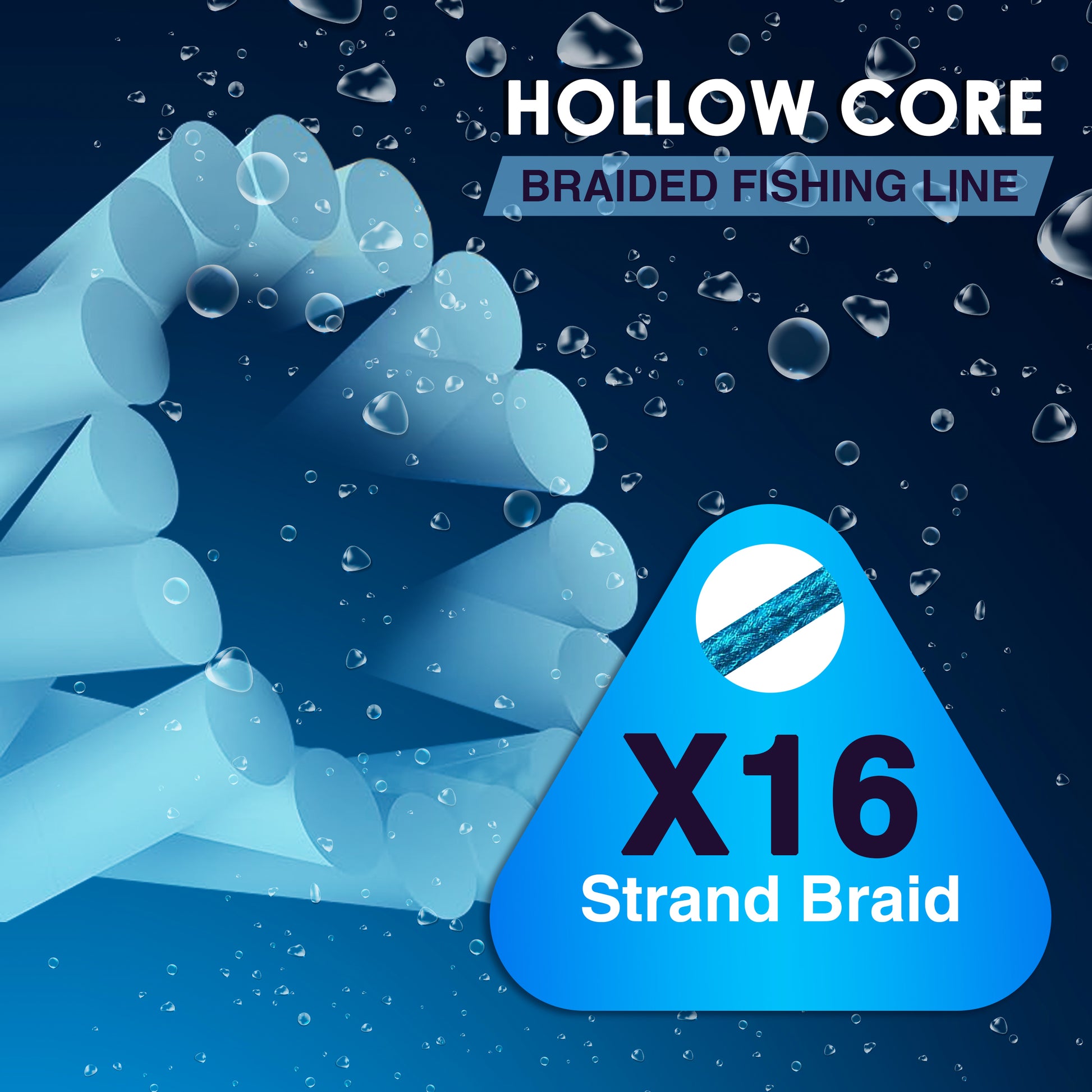 Tuf-line hollow core Braided Line 130lb/150yrds blue braid leader line  fishing
