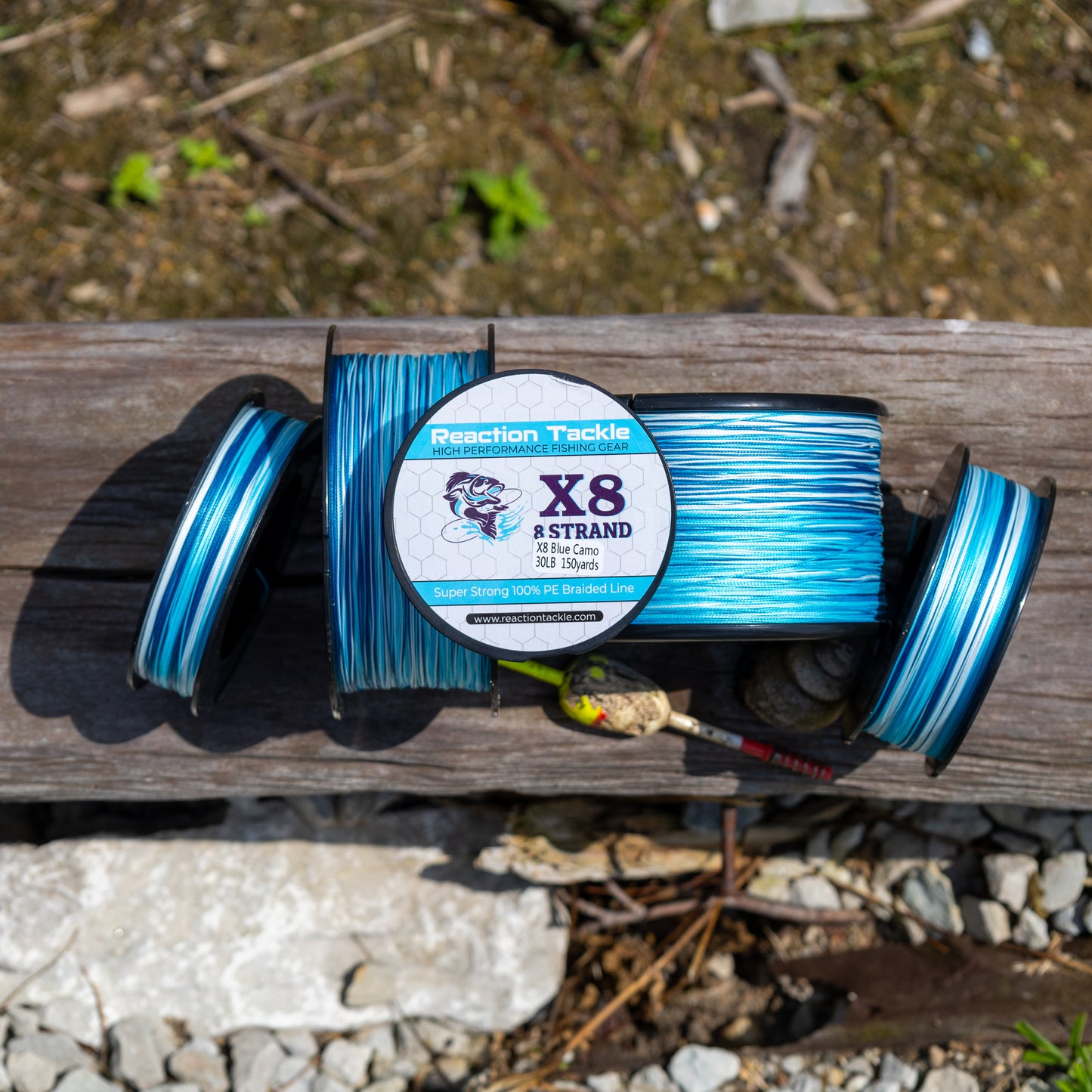 Reaction Tackle X8 Braided Fishing Line - Blue Camo 8 Strand - Reaction Tackle