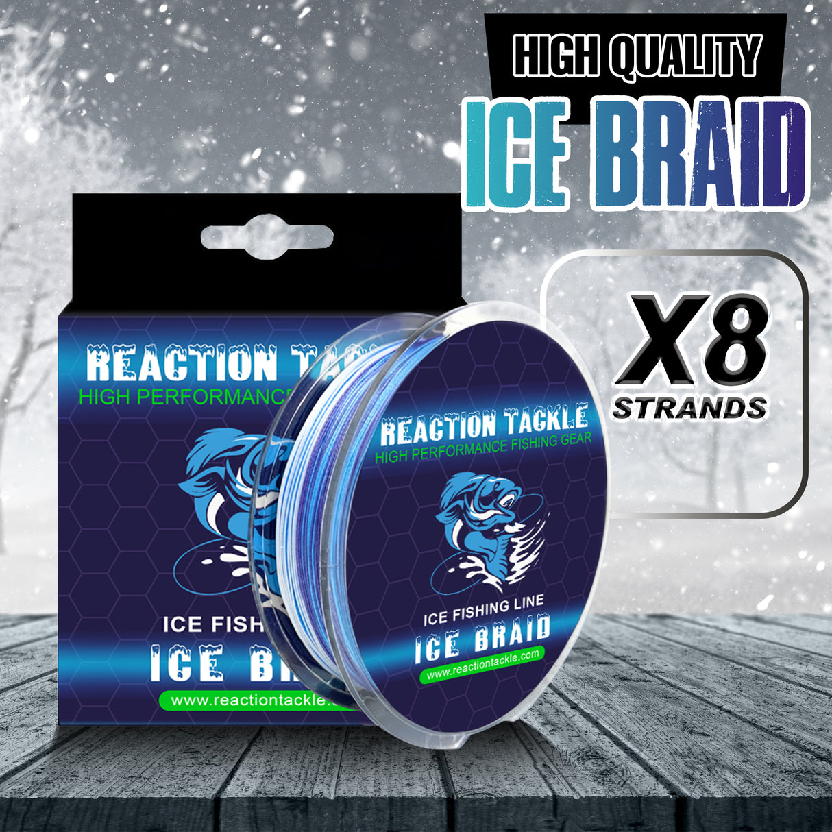 Reaction Tackle Ice Fishing Braided line - 8 Strand - Reaction Tackle