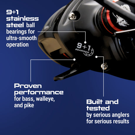 Reaction Tackle Baitcasting Fishing Reel – ReactCast Edition- High-Speed 7.3:1 Gear Ratio - NEW - Reaction Tackle