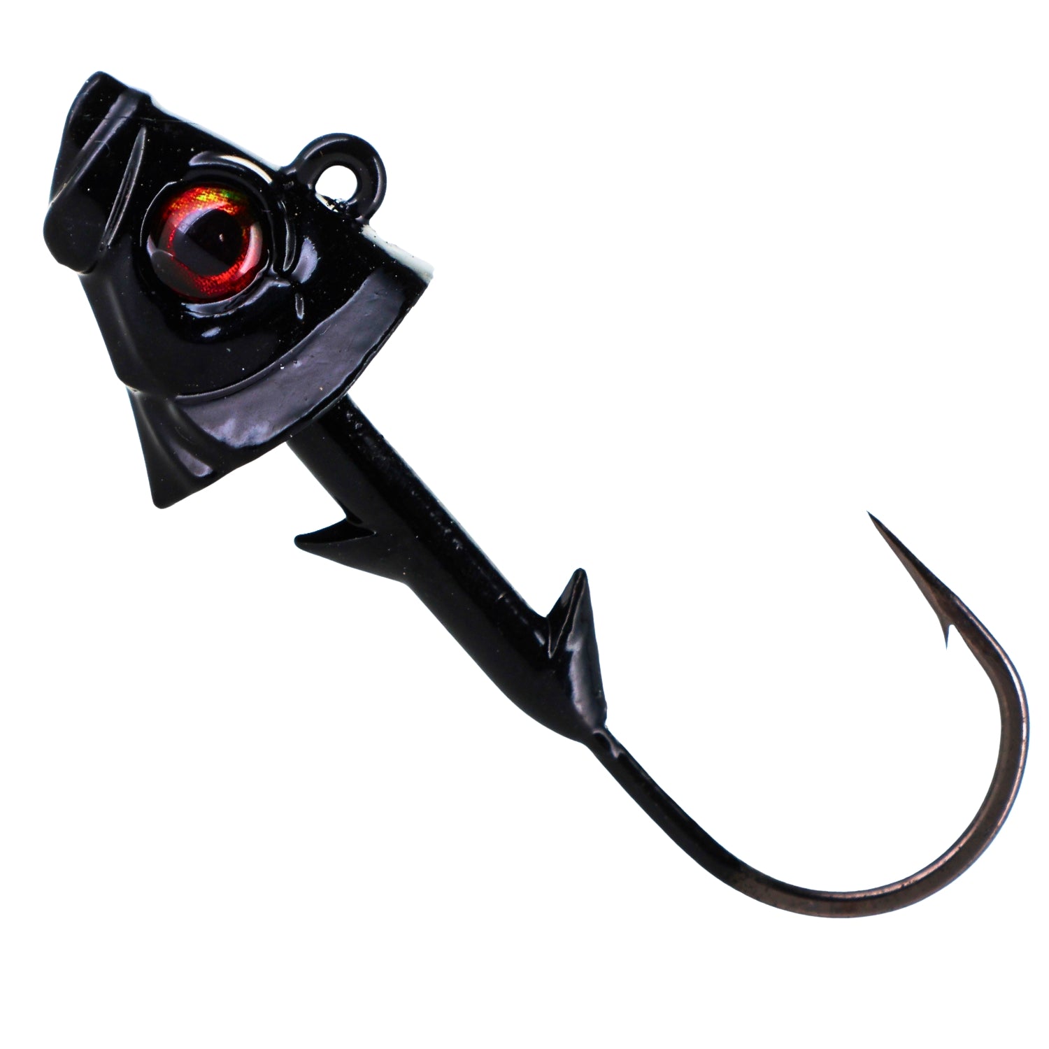 Reaction Tackle Lead Fish Head Jigs - 5-PACK - Black / 1/4 oz