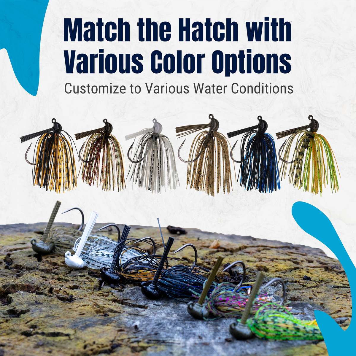 Reaction Tackle Lead Flipping Jigs- 3-PACK - Black/Blue / 1/4 oz