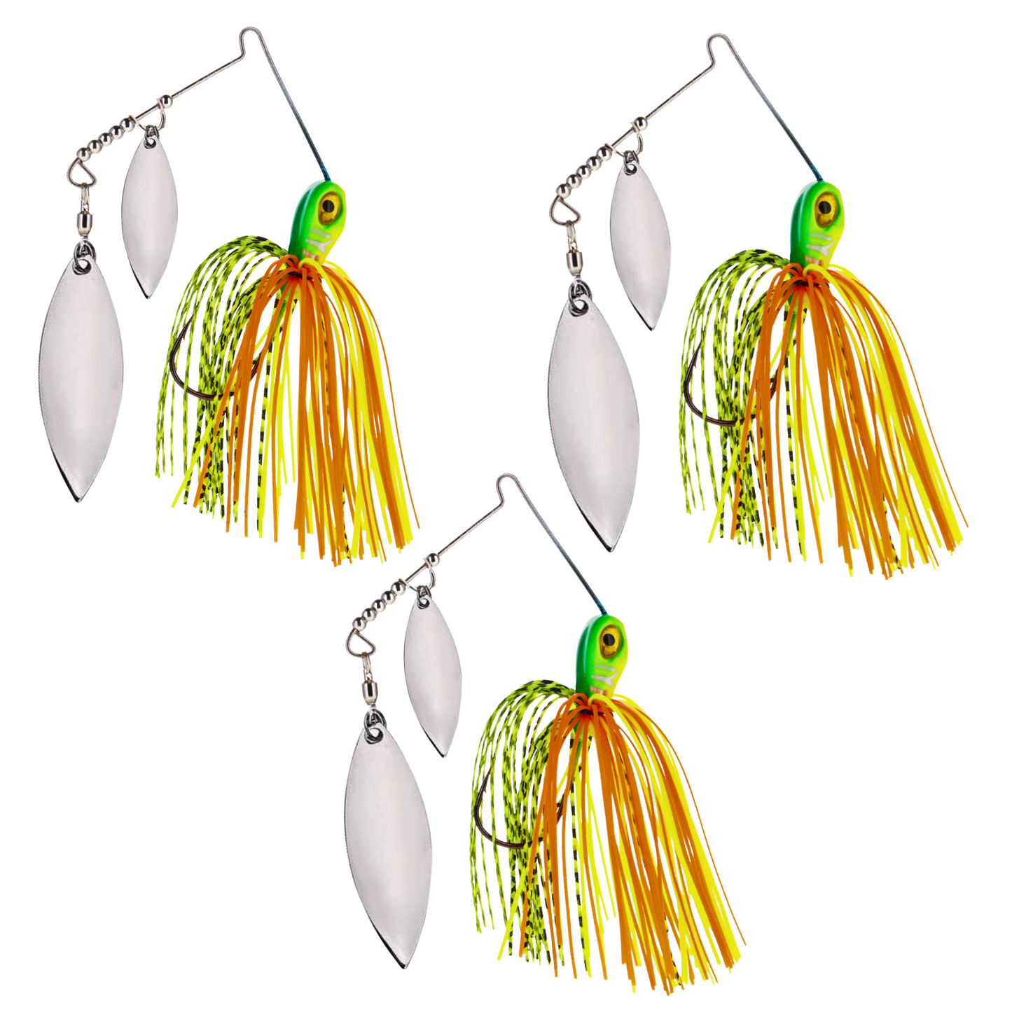 Reaction Tackle Spinnerbaits – 3-Pack, Double Willow, Ideal for Bass, Pike, and More! - Reaction Tackle