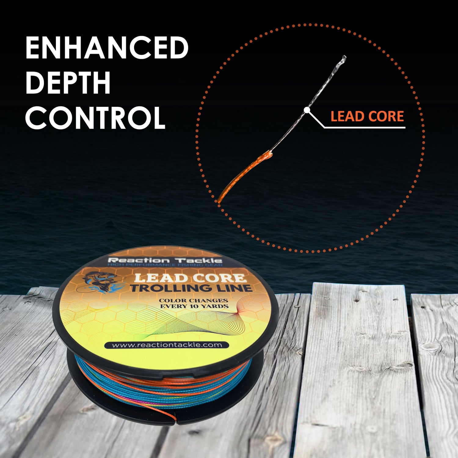 gear lead Reaction Tackle Lead Core Metered Trolling Braided Line