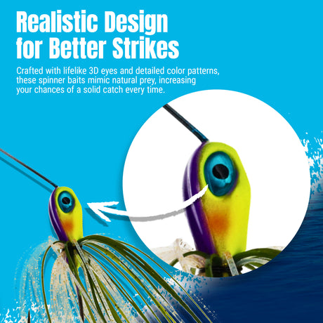 Reaction Tackle Lead Spinnerbait Jigs – 3-Pack, Double Willow Blade - New - Reaction Tackle