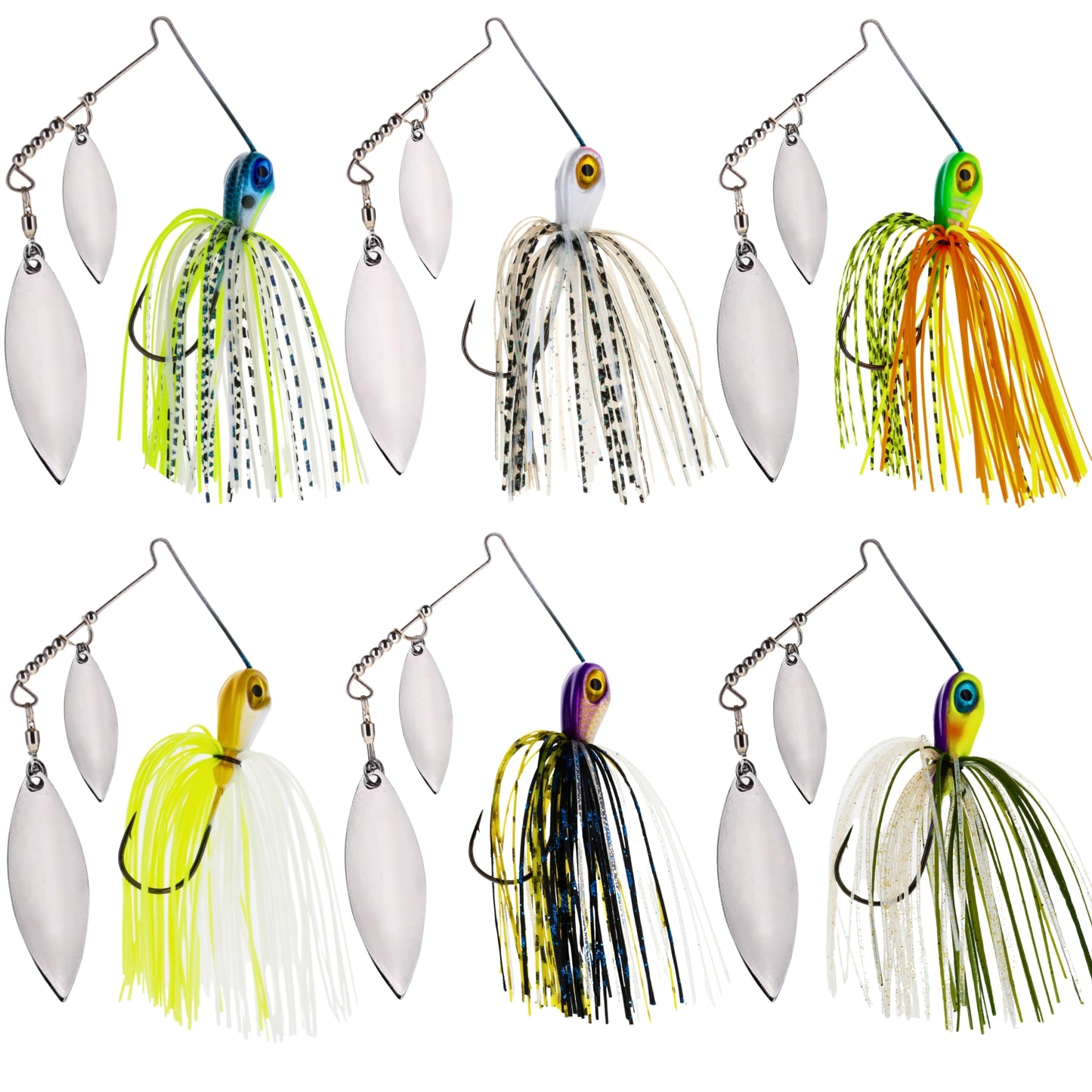 Reaction Tackle Spinnerbaits – 3-Pack, Double Willow, Ideal for Bass, Pike, and More! - Reaction Tackle