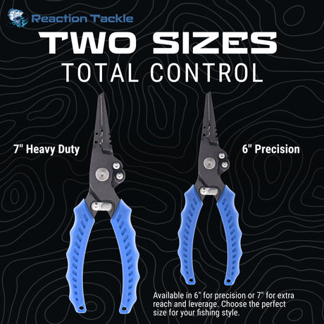 Reaction Tackle 6” & 7” Stainless Steel Fishing Pliers – Split End or Straight Nose with Braid Cutter - NEW