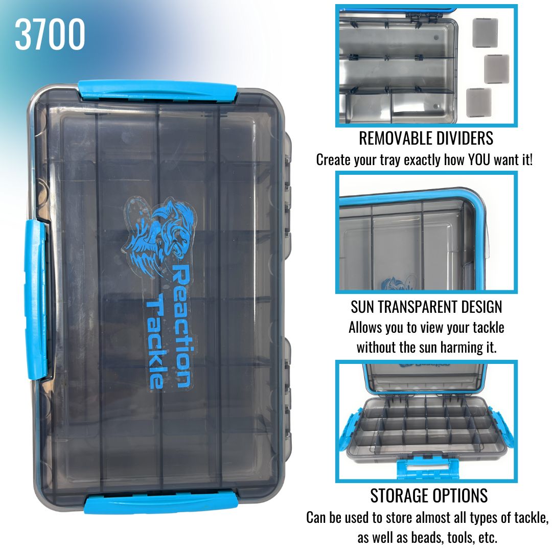 Reaction Tackle Waterproof Tackle Trays - 100% Secure with 3 Clips - Reaction Tackle