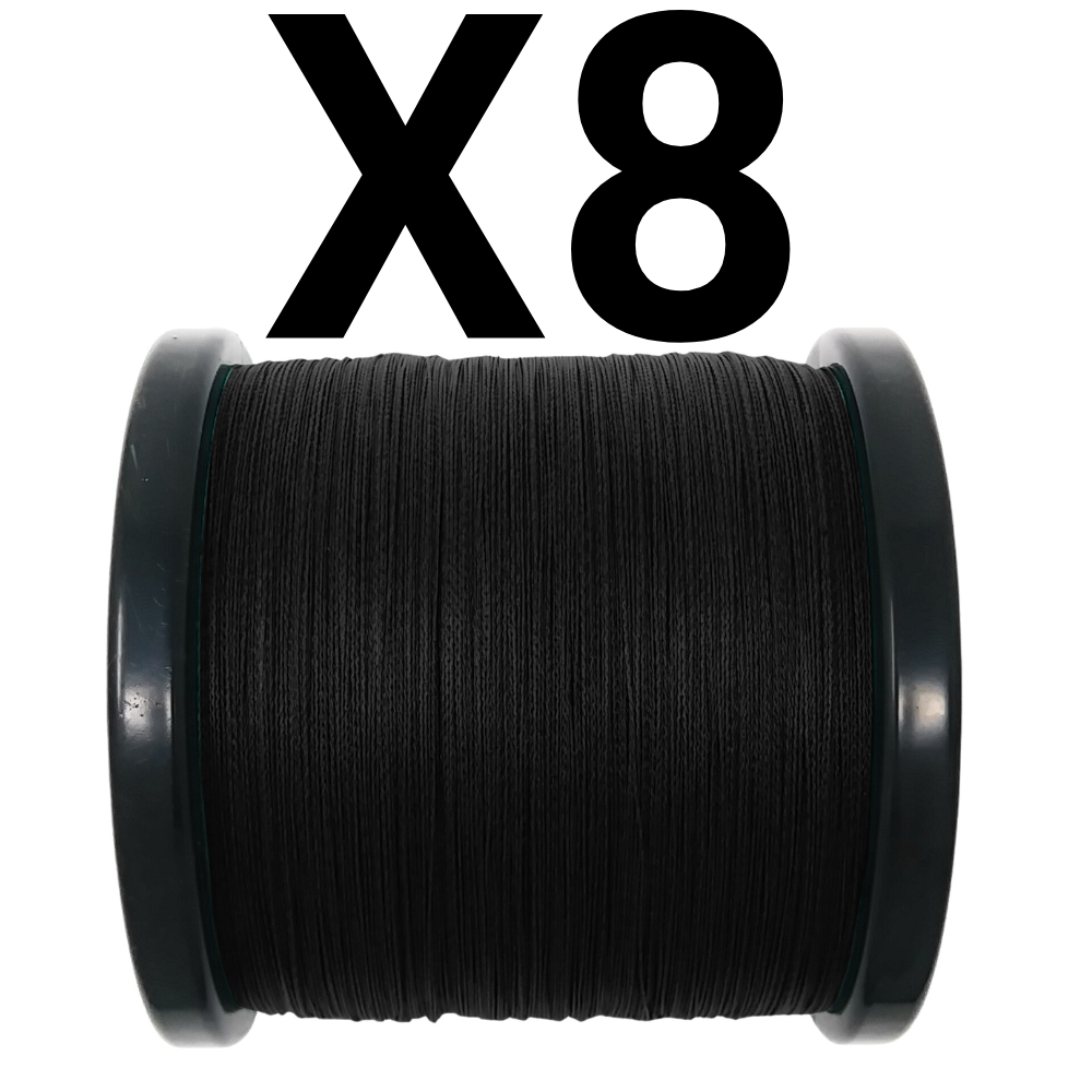 Reaction Tackle X8 Braided Fishing Line - NO FADE Black 8 Strand 20lb / 1500yds Reaction Tackle X8 Braided Fishing Line - NO FADE Black 8 Strand 20lb / 1500yds