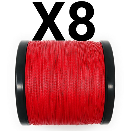Reaction Tackle X8 Braided Fishing Line - NO FADE Red 8 Strand - NEW - Reaction Tackle