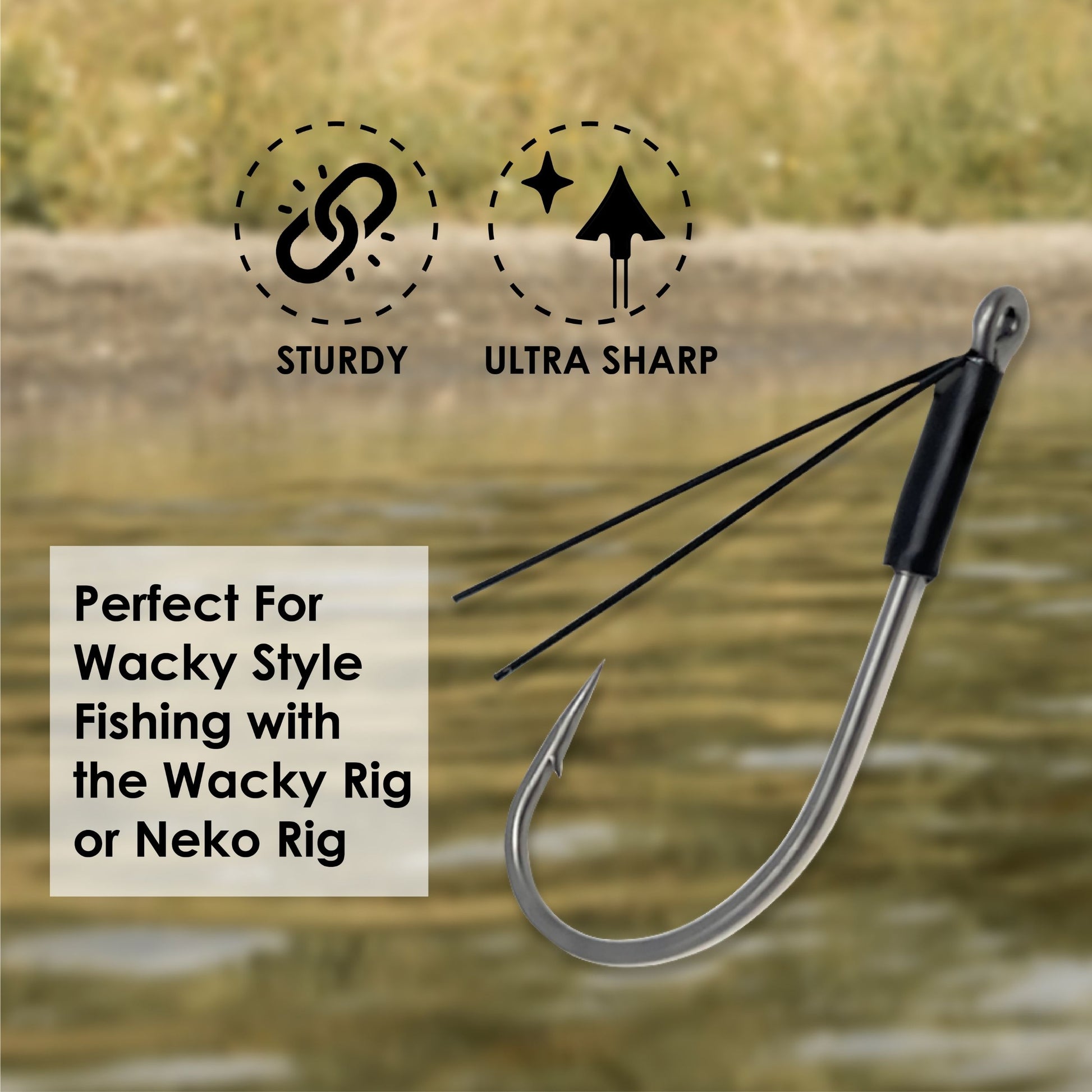 20pcs Wacky Worm Hook Neko Rig 2/0 3/0 4/0 Hook Dual-barbed Bait