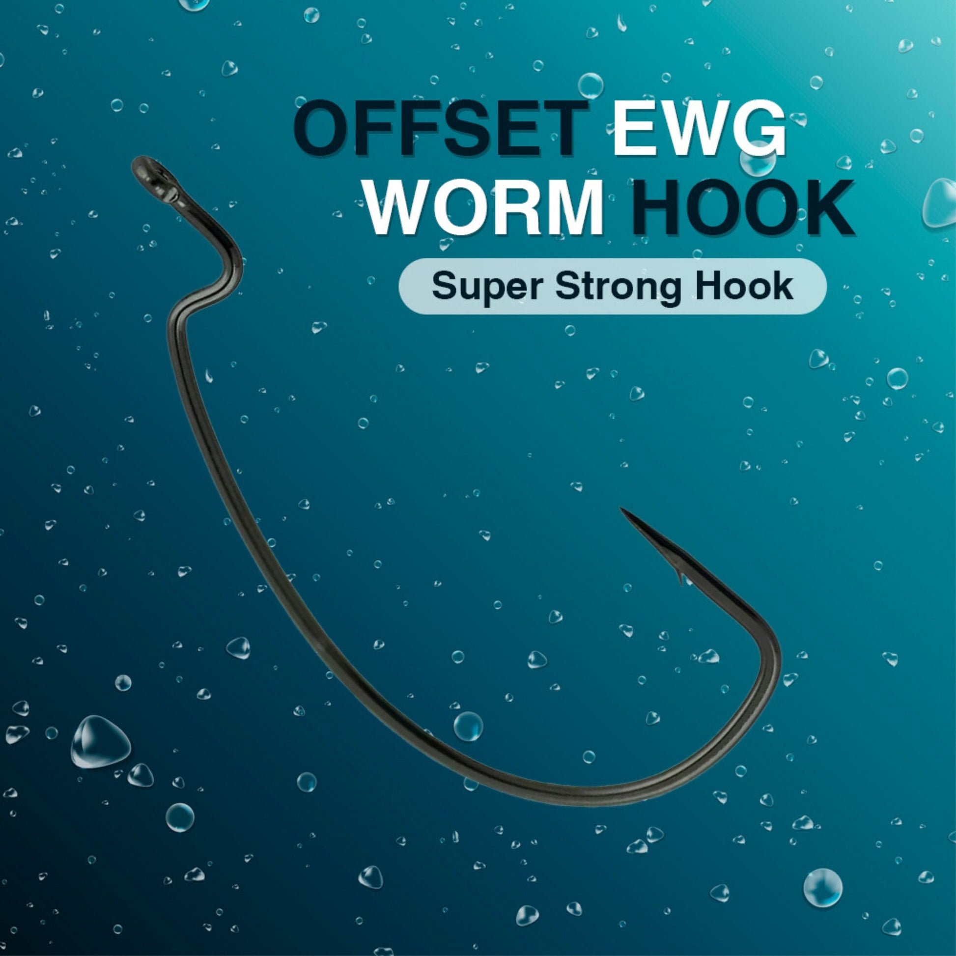  Dr.Fish 100 Pack Offset Worm Hooks Round Bend EWG