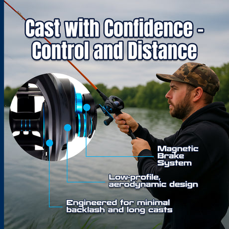 Reaction Tackle Baitcasting Fishing Reel – ProSpin Edition - 6.8:1 Gear Ratio - NEW - Reaction Tackle